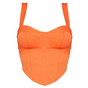 Orange woven corset crop top